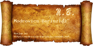 Modrovics Beriszló névjegykártya